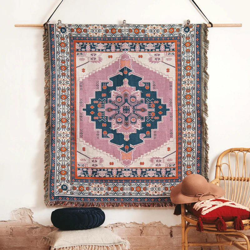 Strawberry Fields pink and dark blue picnic rug video