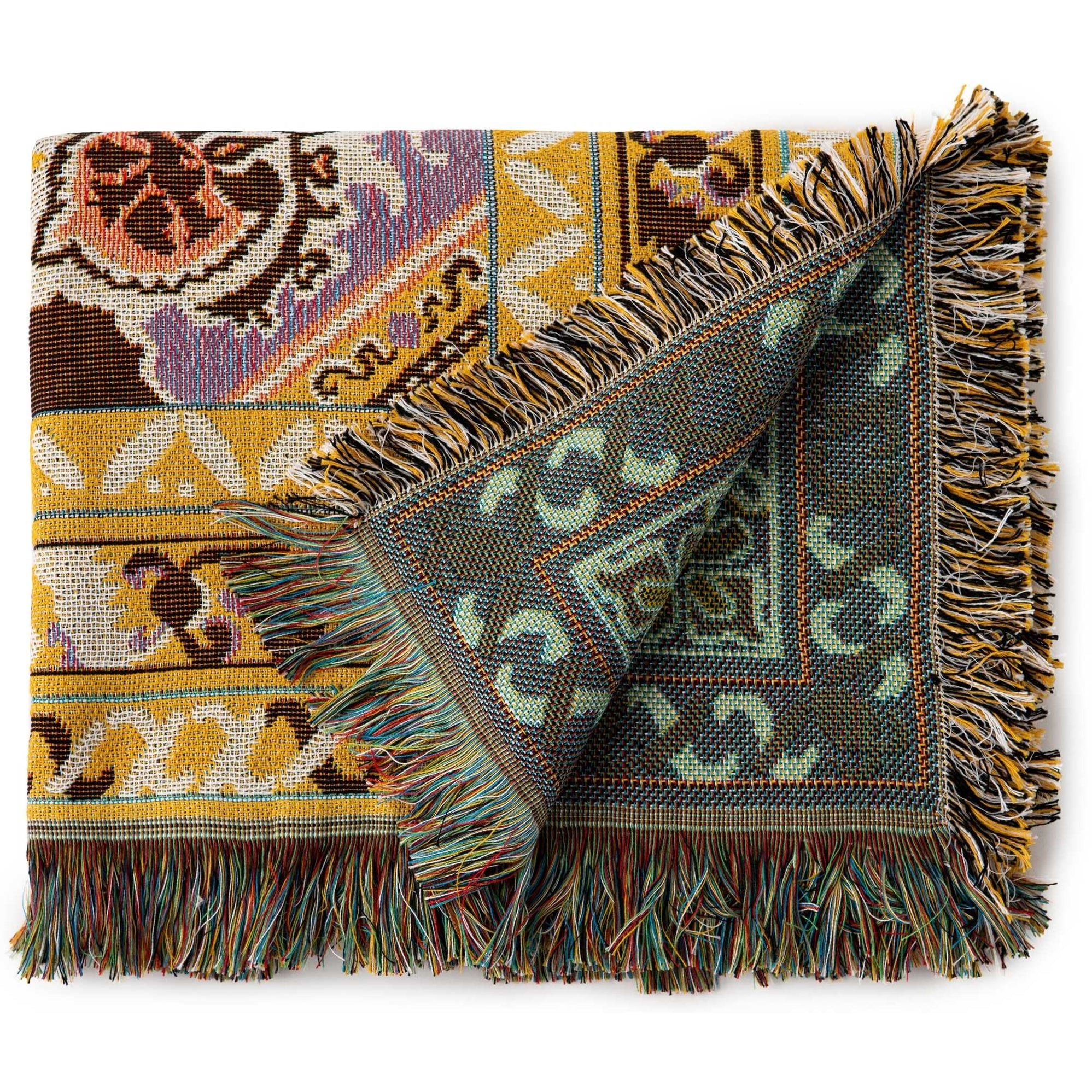 Here Comes The Sun' Woven Cotton Throw Rug Picnic Blanket – Hendeer