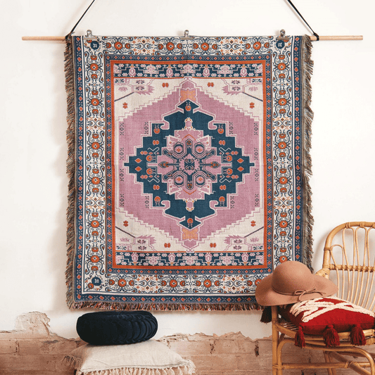 Strawberry Fields pink and dark blue picnic rug