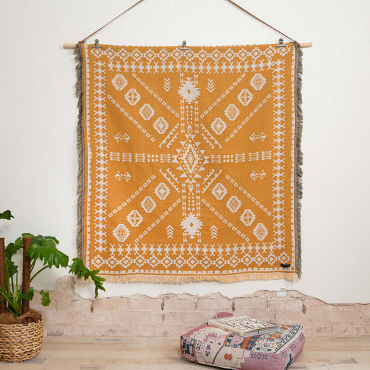 Golden/mustard base colour Picnic Rug